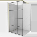 Mexen Kioto стена за душ Walk-in 100 x 200 см, черна решетка 8 мм, злато четкано - 800-100-101-55-77 (800-100-101-55-77)