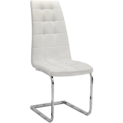 TopMebel трапезен стол Vela PU Leather в бял цвят с хромирана основа 41x61x107см