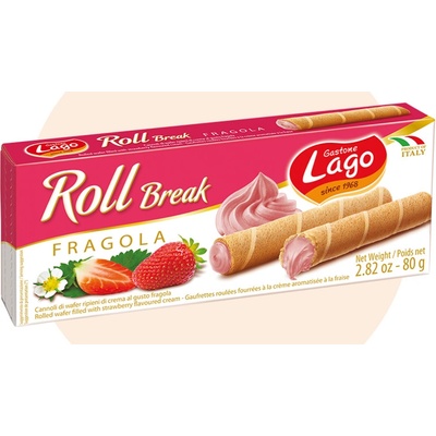 Gastone Lago Roll Break plněné trubičky s příchutí jahod 80 g