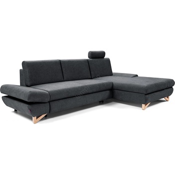 Laski Разтегателен ъглов тапициран диван avesta, l-образна дясна конфигурация, с място за съхранение, антрацит (lk0005)