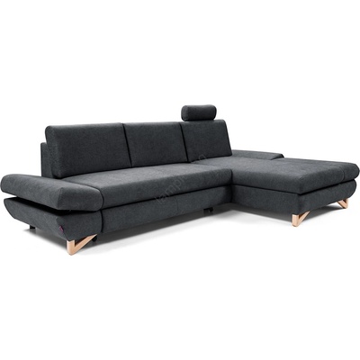 Laski Разтегателен ъглов тапициран диван avesta, l-образна дясна конфигурация, с място за съхранение, антрацит (lk0005)