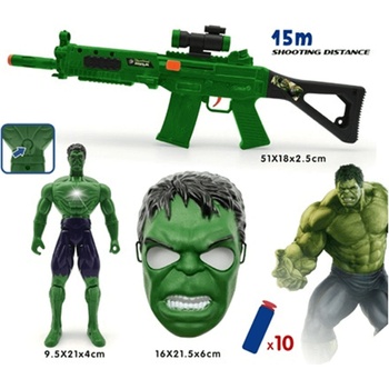 Image 1 of Игрови комплект Хълк с фигура, пушка с меки стрели 1853-15