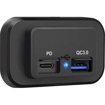34662 USB QC3.0 + USB-C PD zásuvka 12/24V, montáž na povrch