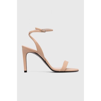 Calvin Klein Кожени сандали Calvin Klein HEEL SANDAL 90 LTH в бежово HW0HW01945 (HW0HW01945)