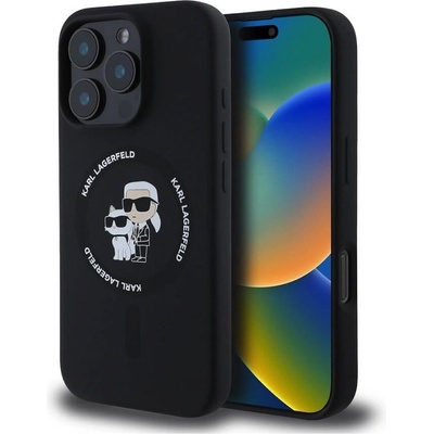 KARL LAGERFELD Magsafe Калъф за iPhone 16 Pro Max, Karl Lagerfeld Karl&Choupette Heads Ring Case, Черен (KLHMP16XSCMKCRHK)