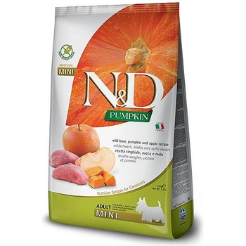 Farmina N&D Pumpkin Boar & Apple Adult MINI - суха храна без зърнени култури за кучета над 1 година от дребни породи, с глиганско, тиква и ябълка