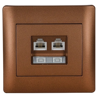 ELMARK Rhyme rj11+rj45 КОНТАКТ КАФЕ МЕТАЛИК (11736)