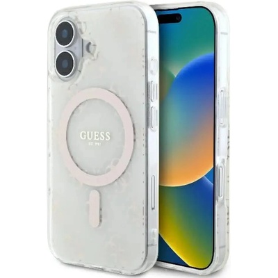 GUESS Калъф Guess IML 4G Background MagSafe за iPhone 16 Plus - бял (3666339302160)