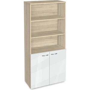Bogdan Furniture G Етажерка BM-Ava-5 с две вратички, бял гланц със сонома