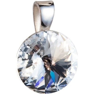 Evolution Group CZ Stříbrný přívěsek s krystaly Swarovski bílý kulatý-rivoli 34112.1