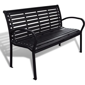 vidaXL Градинска пейка, 125 см, стомана и WPC, черна (41556)