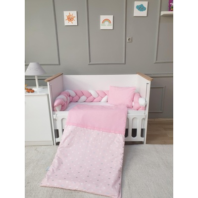 Babyhome Комплект за легло с обиколник тип плитка Цвят РОЗОВ (yuar1)