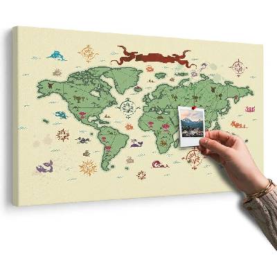Obraz na korku originální mapa světa - 120x80 wooden
