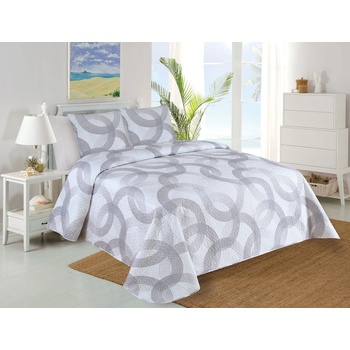 My House Бяло-сив капитониран комплект шалте и калъфка за възглавница 220x240 cm Circulo - My House (1210017.35)