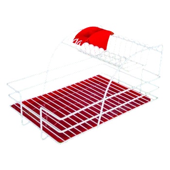 Image 1 of ECE METAL Сушилник за чинии ХРОМ с ЧЕРВЕНА табла (krm-205w) (014512)