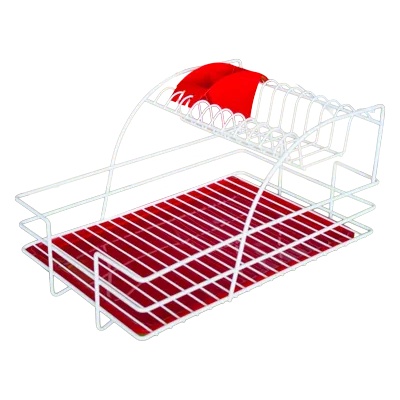 ECE METAL Сушилник за чинии ХРОМ с ЧЕРВЕНА табла (krm-205w) (014512)