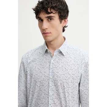 HUGO BOSS Памучна риза hugo мъжка в бяло с кройка по тялото с класическа яка 50539807 (50539807)