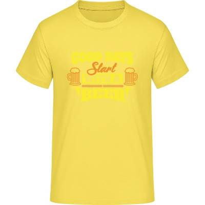 E190 tričko Dobré dny začínají pivem Sluneční žlutá