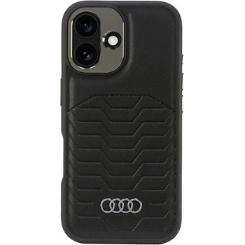 Audi Synthetic Leather MagSafe iPhone 16 6.1" черен/черен твърд калъф AU-TPUPCMIP16-GT/D3-BK (6955250227605)