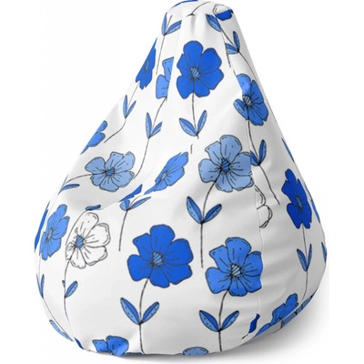 Sablio Sedací vak Pear Modré květiny Sablio 70 x 95 x 15 cm