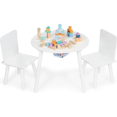 Eco Toys detský stôl s organizérom a stoličkami biely