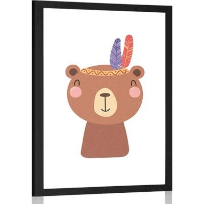 Plakát s paspartou roztomilý medvídek s peříčky - 60x90 no frame