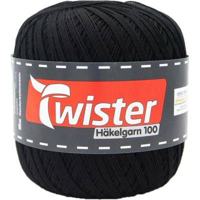 Pletací příze Kurtenbach Twister Häkelgarn 100 Barva: 90 SCHWARZ