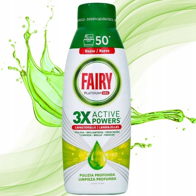 Fairy Platinum Active Power gel do umývačky riadu 900 ml 50 mytí