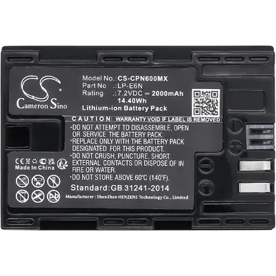 Cameron sino Батерия за фотоапарат CANON EOS 5D, EOS 60D LiIon 7.2V 2000mAh Cameron Sino (CS-CPN600MX)