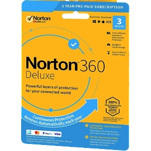 Symantec 360 deluxe 25gb + vpn 3 устройства - 12 месеца