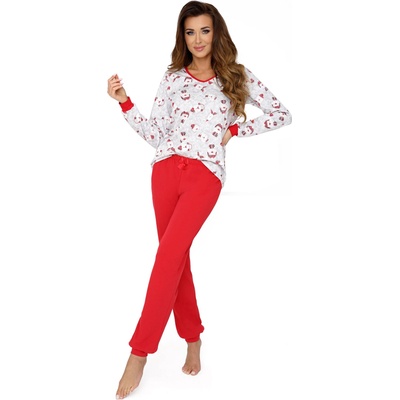 Donna Дамска пижама Piama-Teddy-Ecru-CzerwonyV-58975-Ecru-Czerwony - Бордо, размер 44