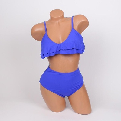 Дамски бански с висока талия в синьо