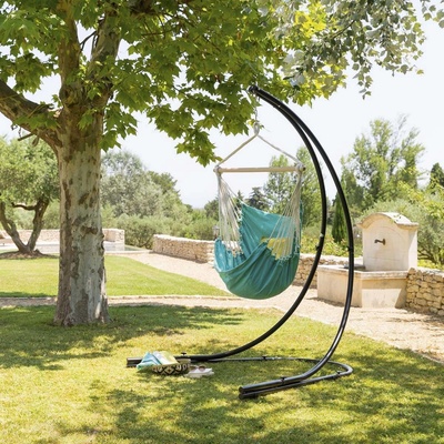 Hesperide Brazilské houpací křeslo Cuenca bavlněné sezení 135 x 120 x 150 cm mořská modrá