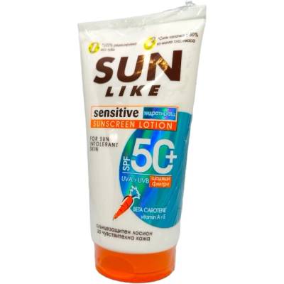 Sun like слънцезащитен хидратиращ лосион, Туба, spf 50, Сензитив, 125мл