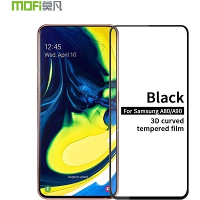 Удароустойчив стъклен протектор покриващ целия екран марка MOFI за Samsung Galaxy A80 - с черна рамка