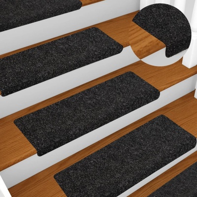 vidaXL Изтривалки за стълби, самозалепващи се, 5 бр. , 65x21x4 см, черни, с правоъгълен кант