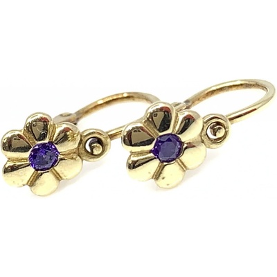 Jan Kos jewellery zlaté náušnice s fialovým kamenem 59620605