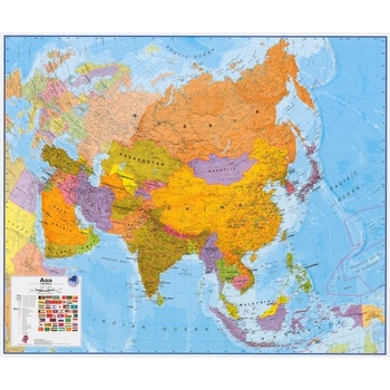 Maps International Asie - nástěnná politická mapa 120 x 100 cm Varianta: bez rámu v tubusu, Provedení: laminovaná mapa v lištách