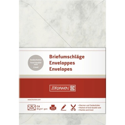 BRUNNEN C6 obálky 10 ks (80 g/m2) mramor šedé vhodné do tiskárny