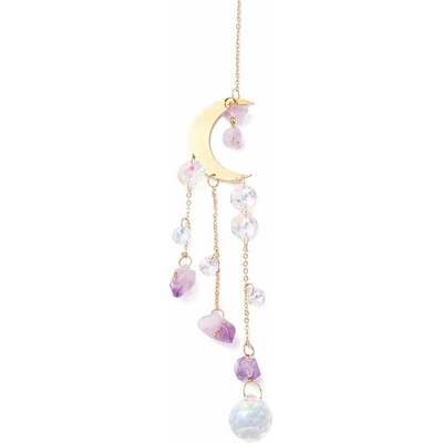Nefertitis Feng Shui závěs s duhovými křišťály Měsíc s ametysty NF42843 - cca 28 cm