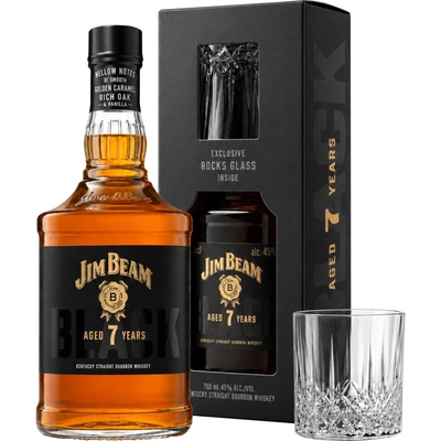 Jim Beam Black 7y 45% 0.7 l (darčekové balenie s pohárom)