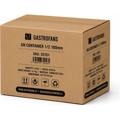 Gastrofans Výhodný multipack 6x Gastronádoba 1/2 GN 100 mm, nerezová, plná