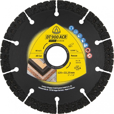 Klingspor DT900ACR diamantový rezný kotúč 125 x 22,23 mm 355724