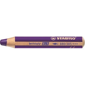 STABILO Цветни моливи, кръгли, дебели, STABILO "Woody 3 в 1", виола 880/385 (880/385)