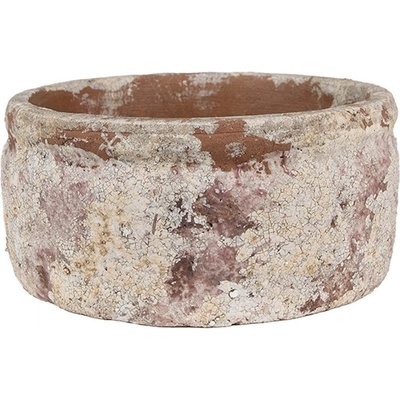 Clayre & Eef béžovo-hnědý antik terakotový květináč Teracci M 18x8 cm
