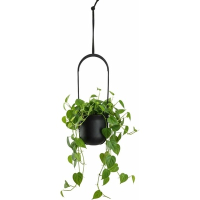 HowHomely Závesný kvetináč AERA HANG 17,9 cm čierny
