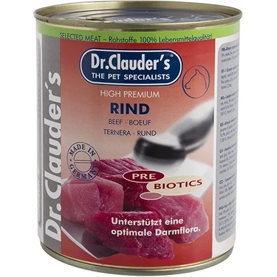 Dr.Clauder's Selected Meat Rind/Pre Biotics/ - консервирана храна за кучета с говеждо месо, 2 броя х 800 гр