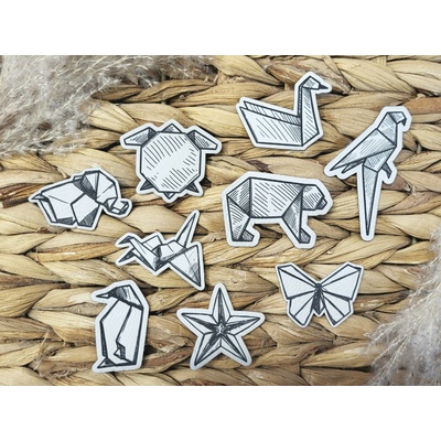 Koženkový štítok Balíček koženkových štítkov Origami Materiál/farba: LASER čierno zlatá