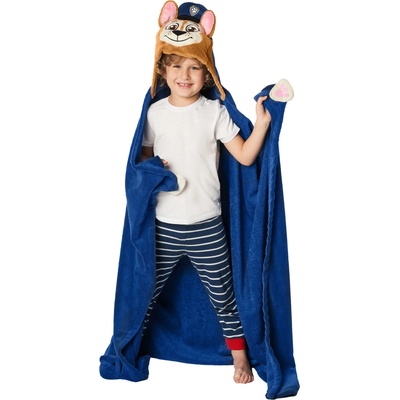 Carbotex Детско одеяло Пес Партрул - Чейс синьо с качулка 110 х 140 см
