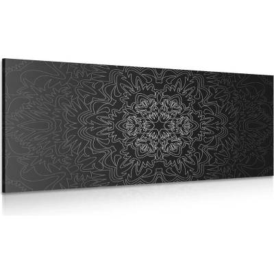 Obraz ornamentální Mandala v černobílém provedení - 80x40
